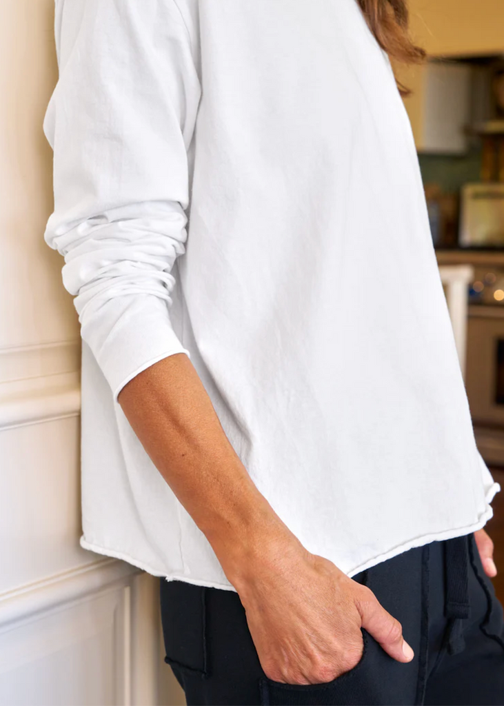 Frank & Eileen | Quinn Long-Sleeve Crew Tee | Heritage Jersey | White