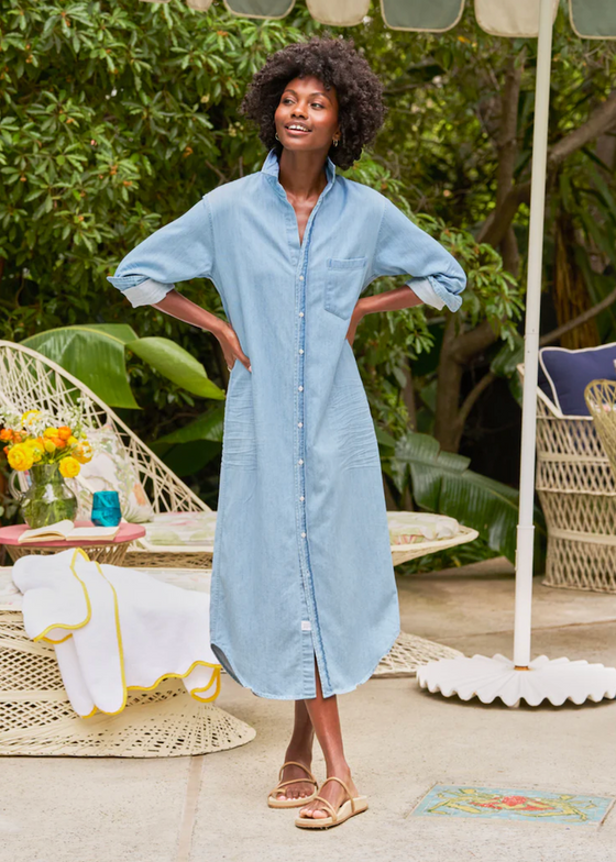 Frank & Eileen | Rory Maxi Shirtdress | Famous Denim | Classic Blue Wash