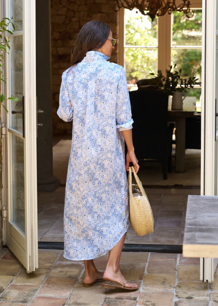 Frank & Eileen | Rory Maxi Shirtdress | Italian Classic Linen - Blue Floral