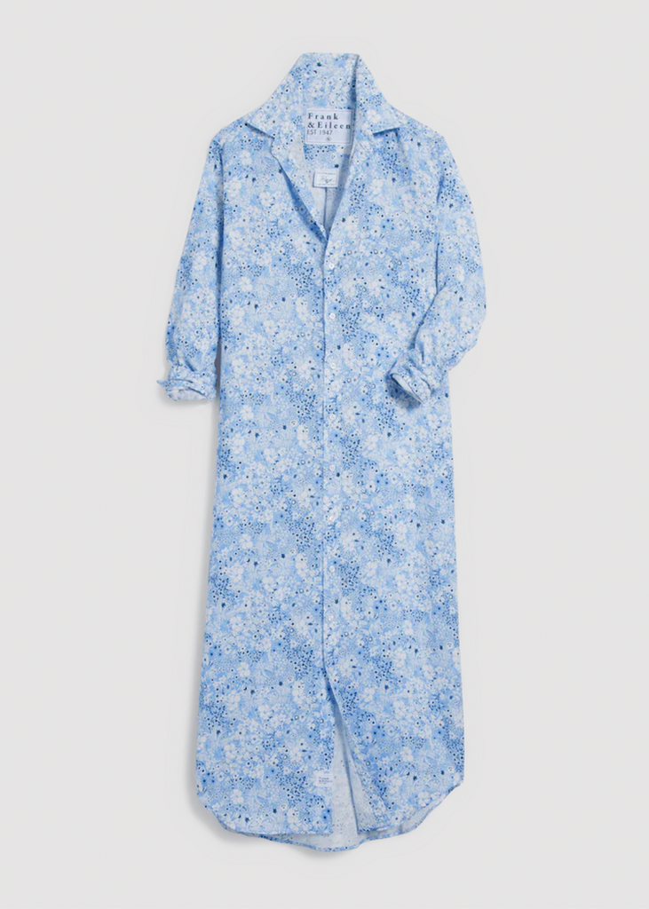 Frank & Eileen | Rory Maxi Shirtdress | Italian Classic Linen - Blue Floral