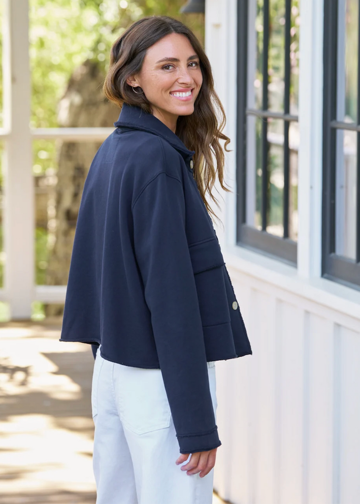 Frank & Eileen | Rowan Cropped Sweatshirt Utility Jacket | Triple Terry