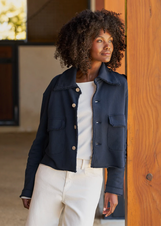 Frank & Eileen | Rowan Cropped Sweatshirt Utility Jacket | Triple Terry