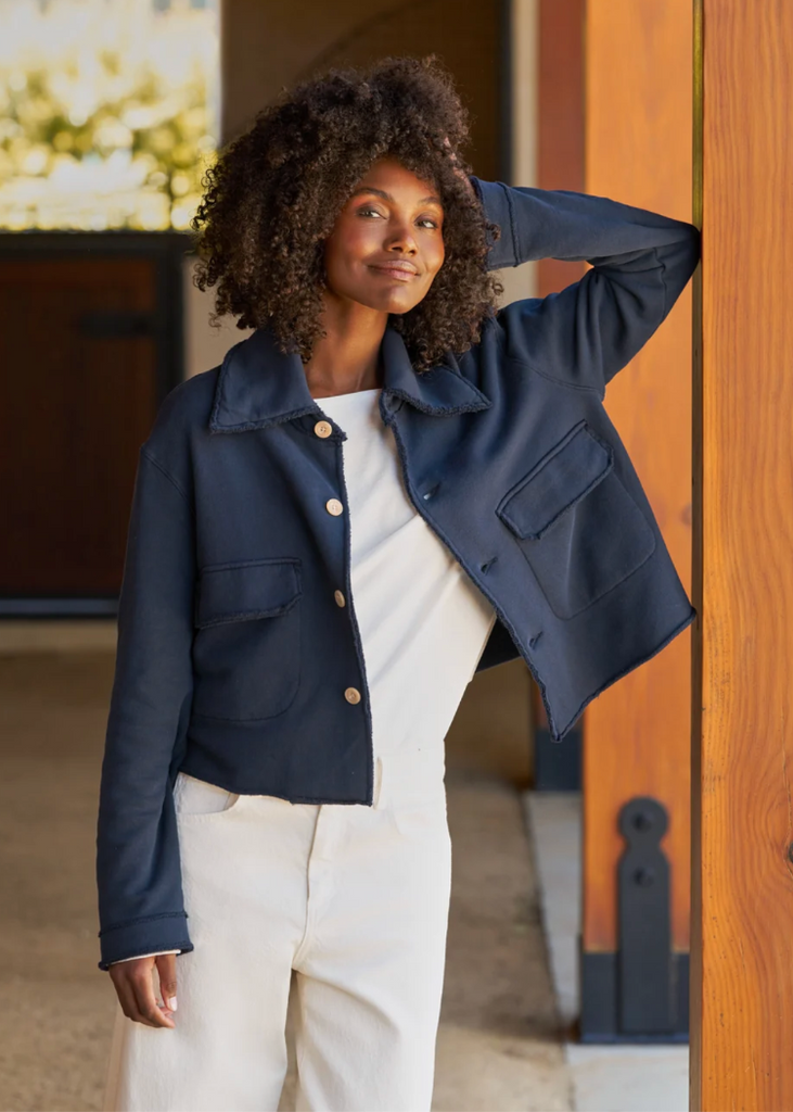 Frank & Eileen | Rowan Cropped Sweatshirt Utility Jacket | Triple Terry