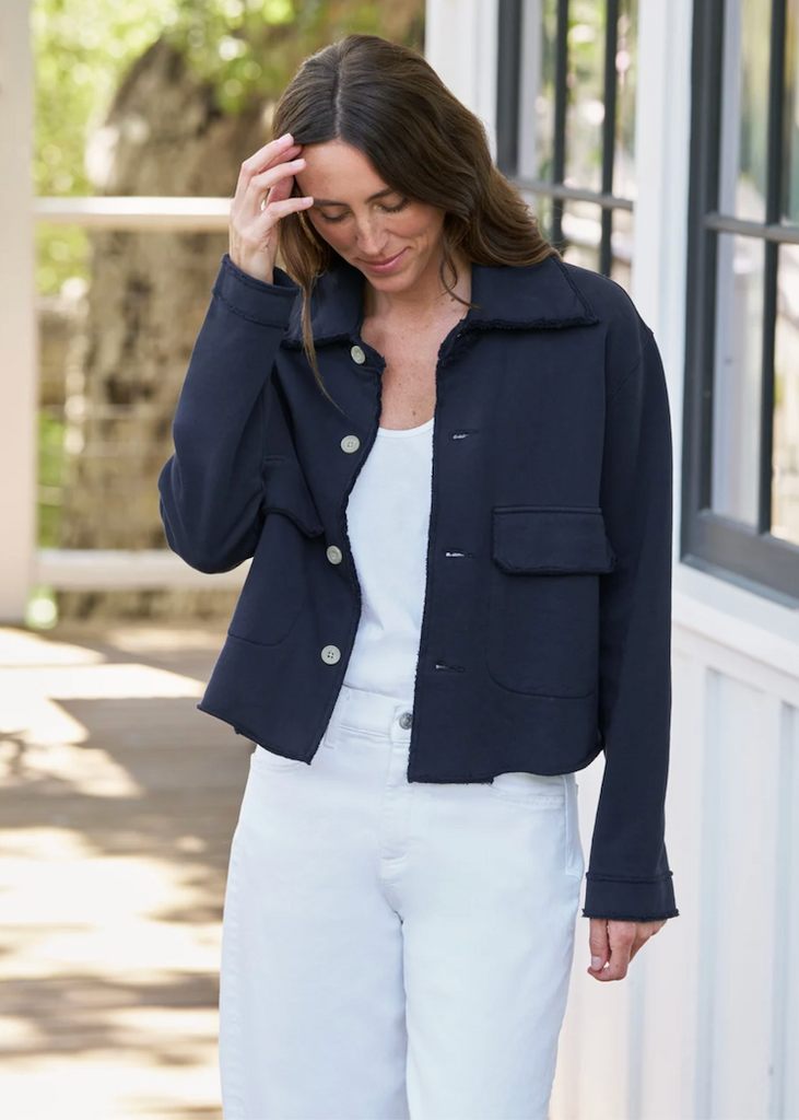 Frank & Eileen | Rowan Cropped Sweatshirt Utility Jacket | Triple Terry