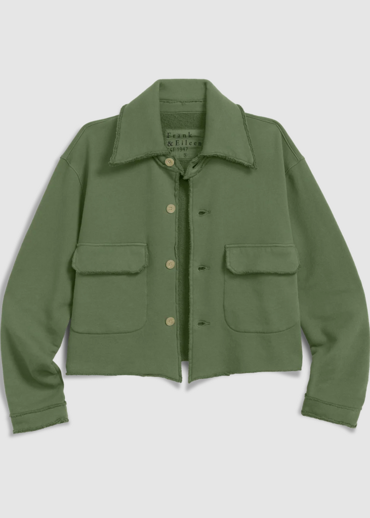 Frank & Eileen | Rowan Cropped Sweatshirt Utility Jacket | Triple Terry in Nori