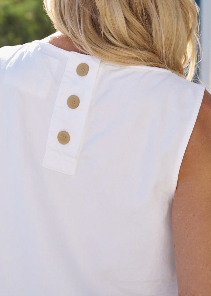 Frank & Eileen | Shelly Shell Tank | White Italian Denim