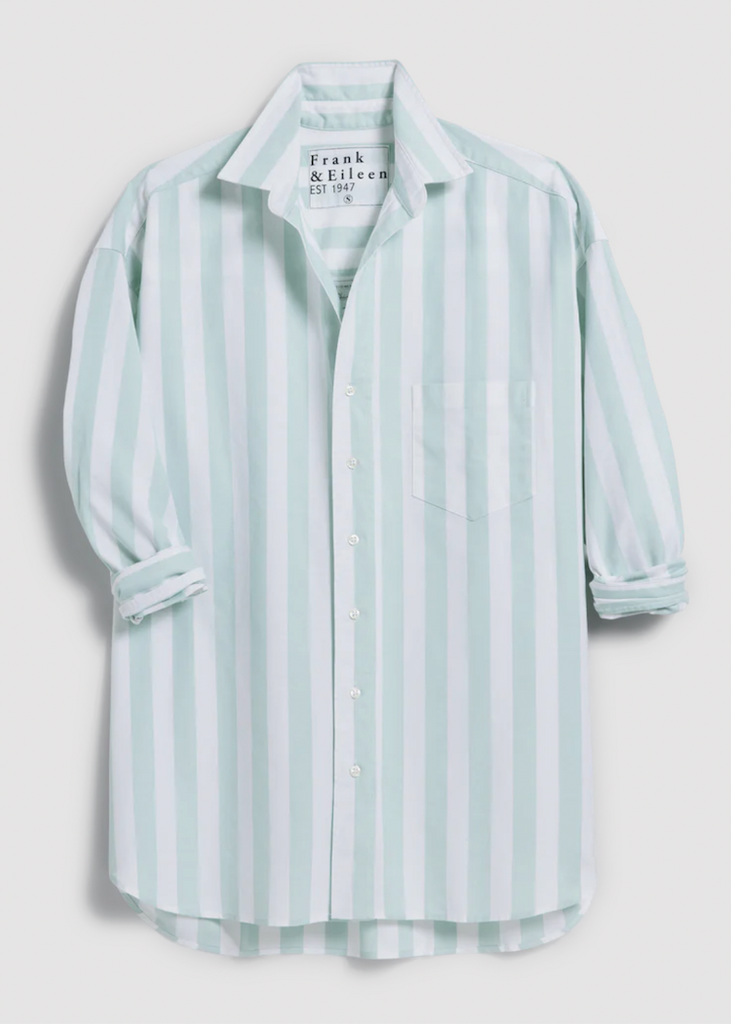 Frank & Eileen | Shirley Oversized Button Up Shirt | 1947 Italian Oxford - Wide Sage Stripes
