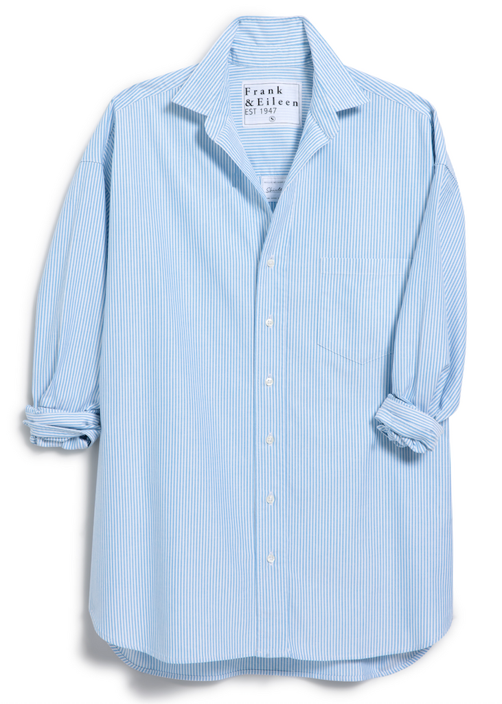 Frank & Eileen | Shirley Oversized Button Up Shirt | Italian Oxford | Sky Stripe