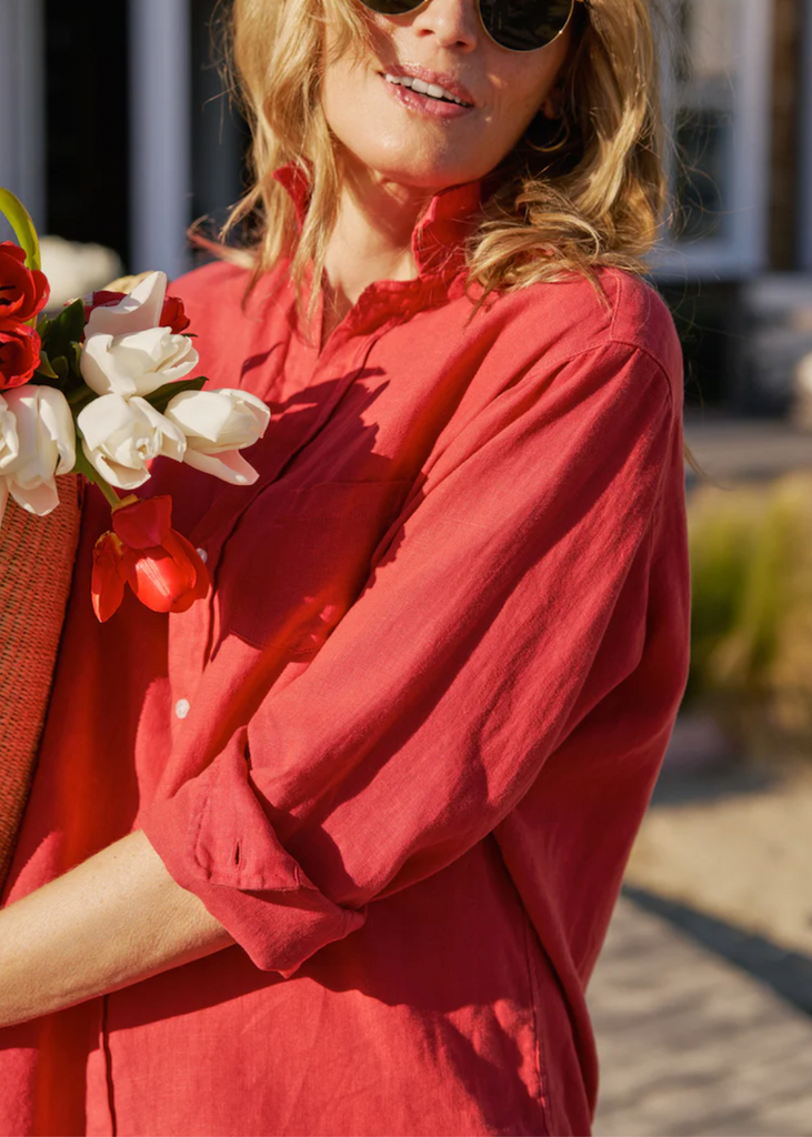 Frank + Eileen | Tuscany Eileen + Pull on Pant Set | Washed Linen | Red