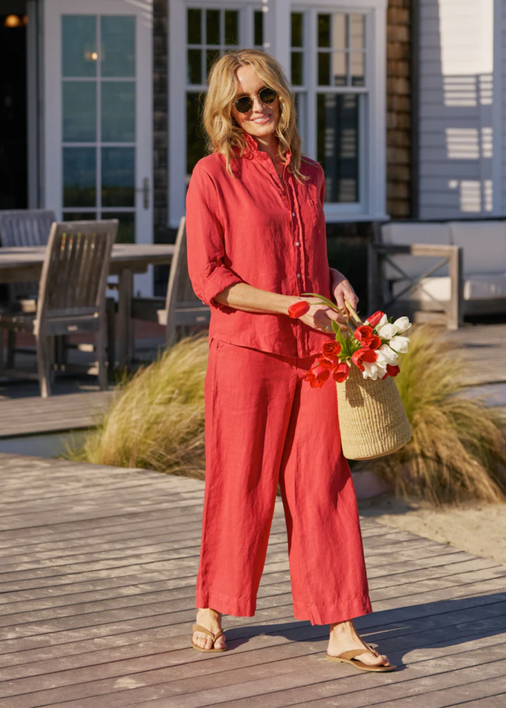 Frank + Eileen | Tuscany Eileen + Pull on Pant Set | Washed Linen | Red