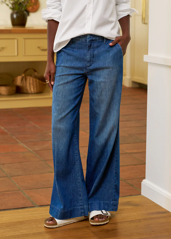 Frank & Eileen | West Village Wide Leg Trouser | Italian Dream Light Denim