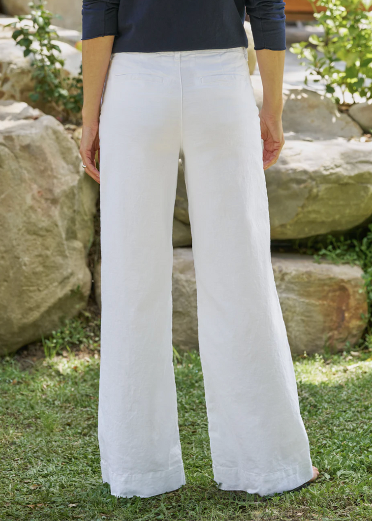 Frank & Eileen | West Village Wide Leg Trouser | Italian Performance Linen | White