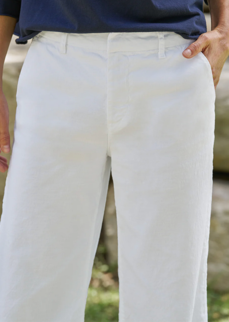 Frank & Eileen | West Village Wide Leg Trouser | Italian Performance Linen | White