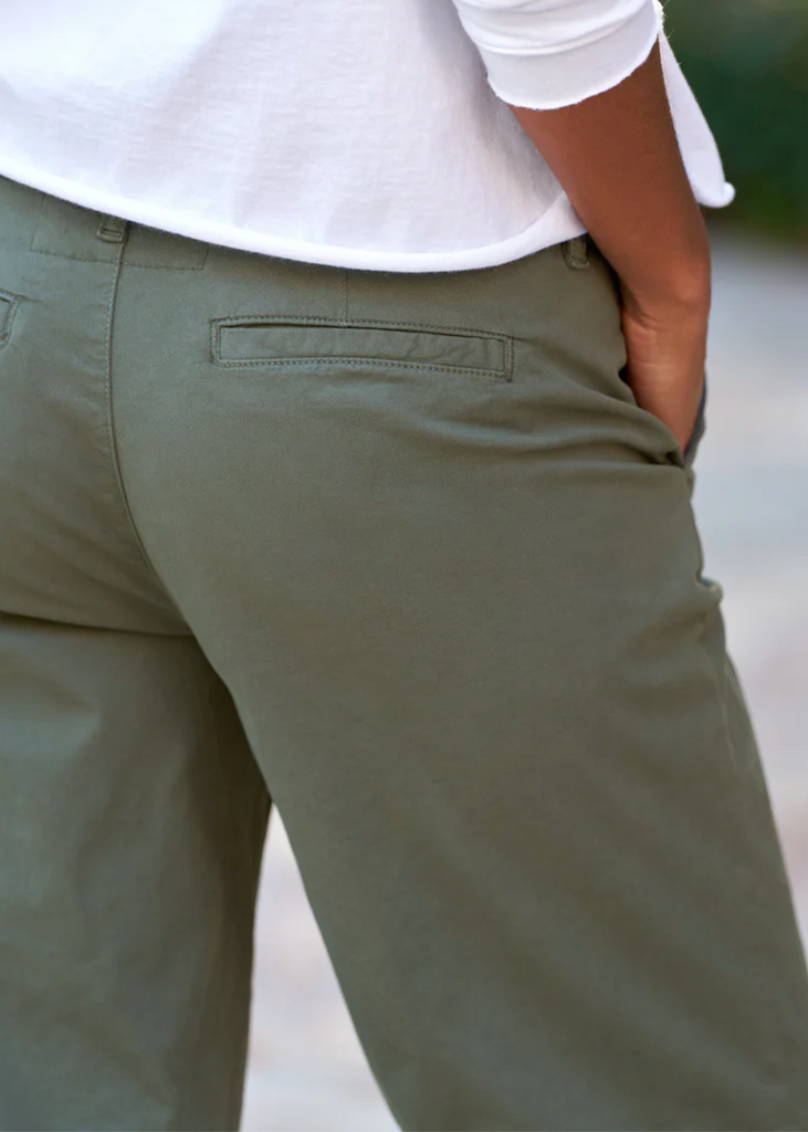 Frank & Eileen | Westport Wide Leg Trouser | Performance Twill | Army