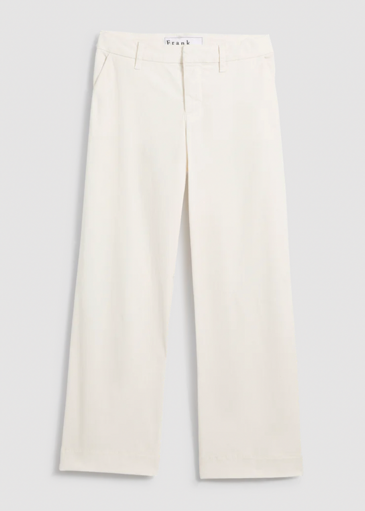 Frank & Eileen | Westport Wide Leg Trouser | Italian Performance Twill - Chalk Color