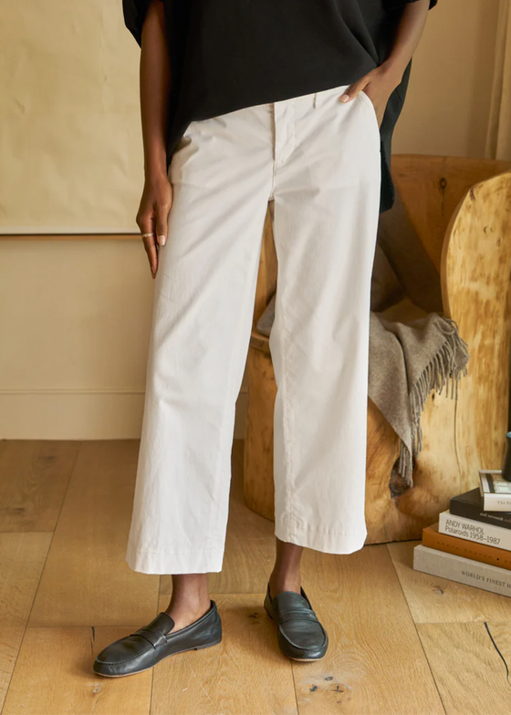 Frank & Eileen | Westport Wide Leg Trouser | Italian Performance Twill - Chalk Color