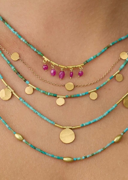 Ananda Khalsa | Beaded Green Turquoise Necklace