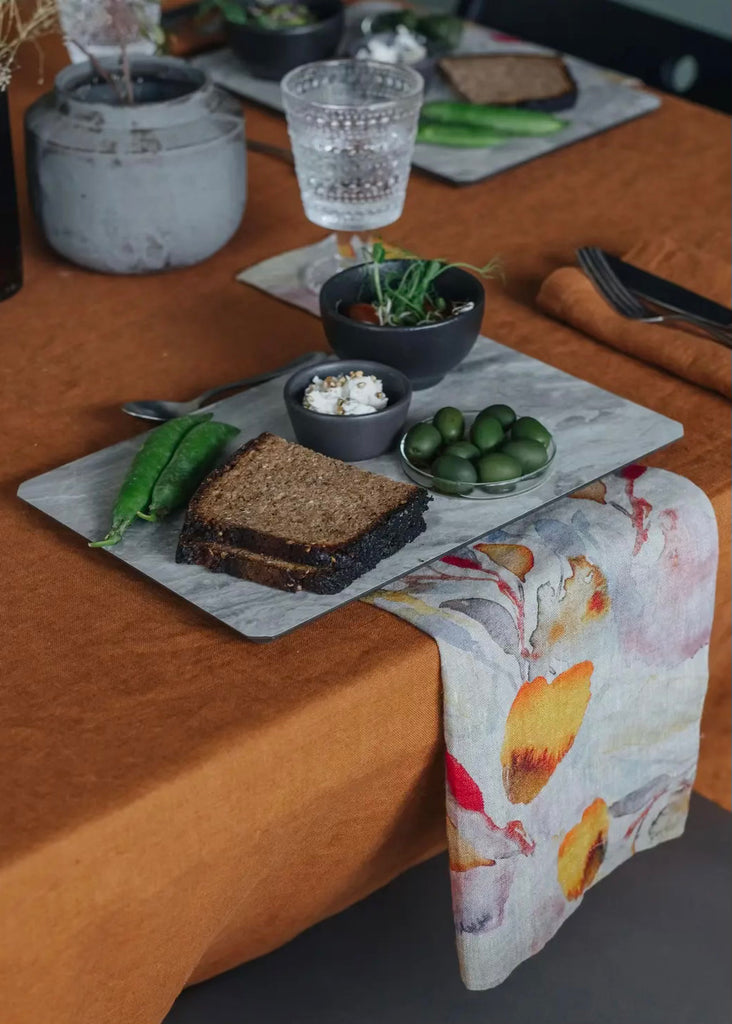 Linen Napkins | Natural Orange Floral
