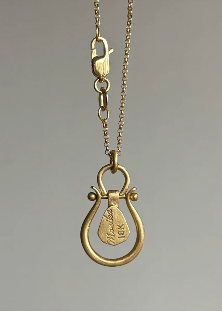 Monika Krol | Geometric Green Sapphire Lyre Pendant Necklace