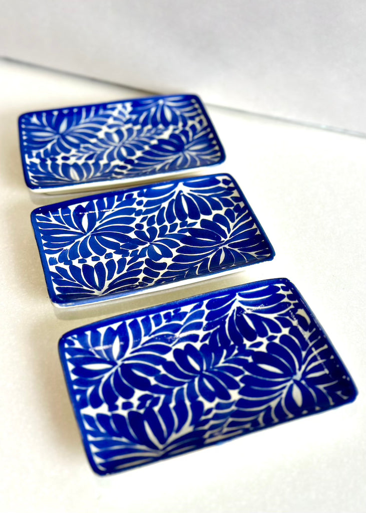 Gorky Gonzalez Pottery | Mini Rectangular Plate | Blue + White