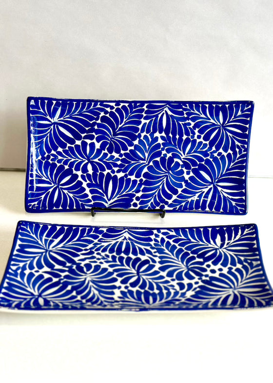 Gorky Gonzalez Pottery | Small Rectangular Plate Blue + White