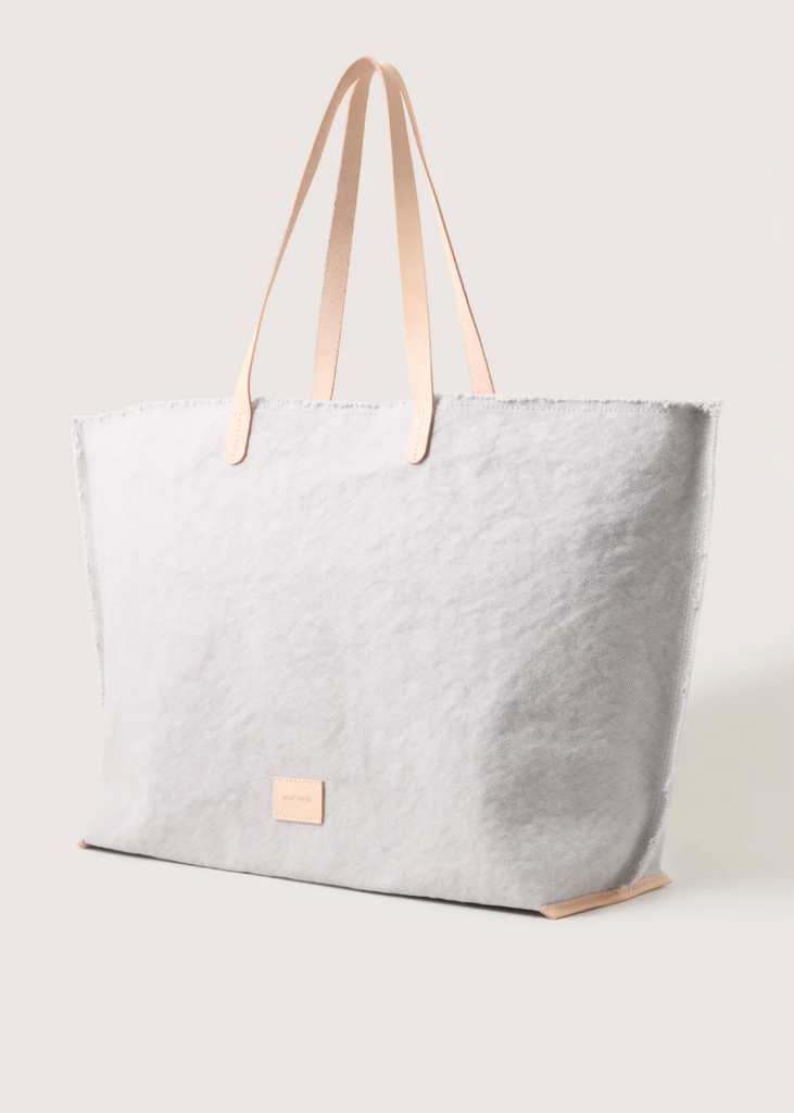 Graf Lantz | Hana Canvas Boat Bag | Stone Vachetta