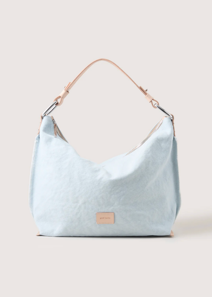 Graf Lantz | Hana Canvas Hobo Bag | Mist Vachetta