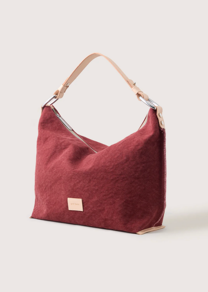 Graf Lantz | Hana Canvas Hobo Bag | Plum Vachetta