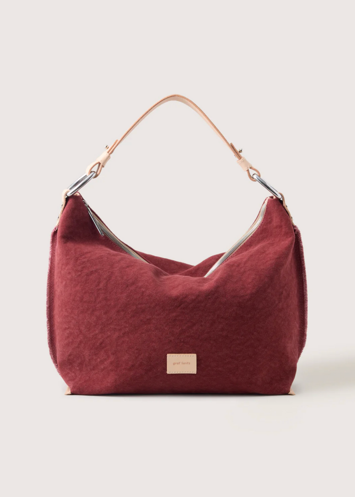 Graf Lantz | Hana Canvas Hobo Bag | Plum Vachetta
