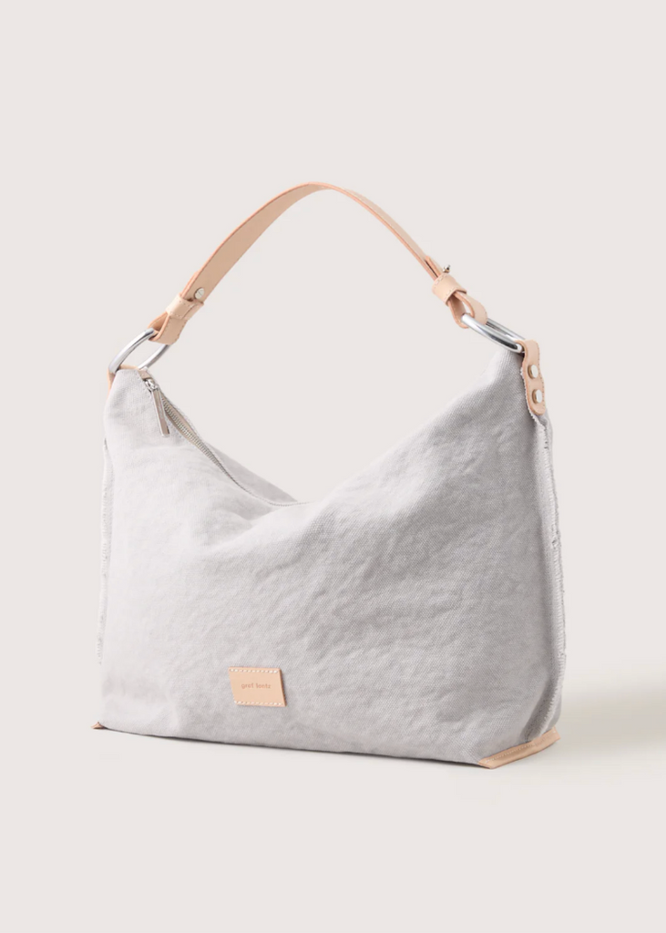 Graf Lantz | Hana Canvas Hobo Bag | Stone Vachetta