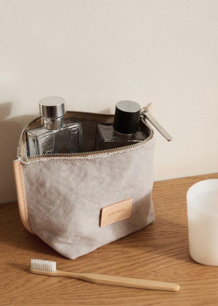 Graf Lantz | Hana Canvas Pouch | Stone Vachetta