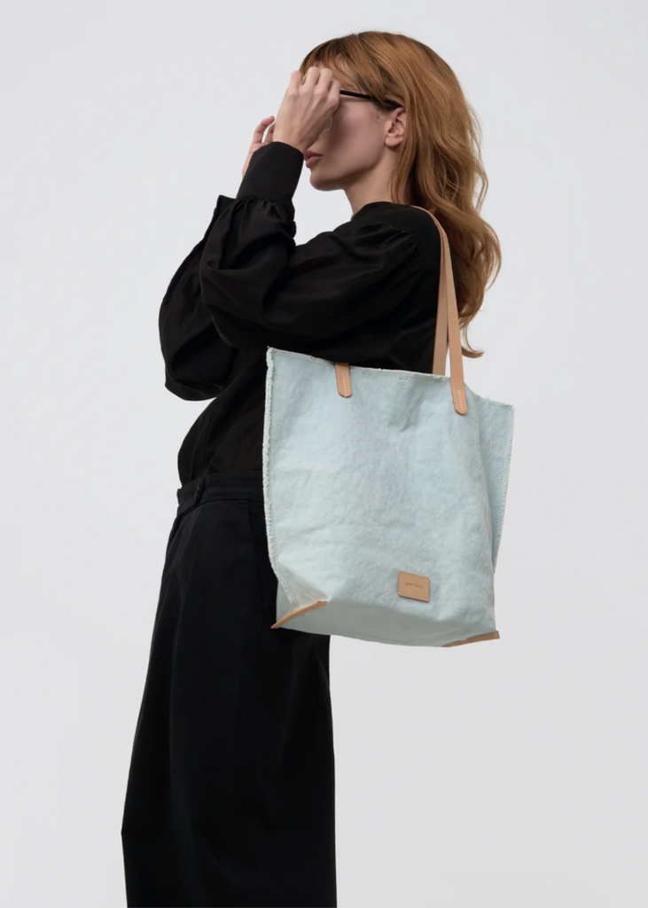Graf Lantz | Hana Canvas Tote | Mist Vachetta