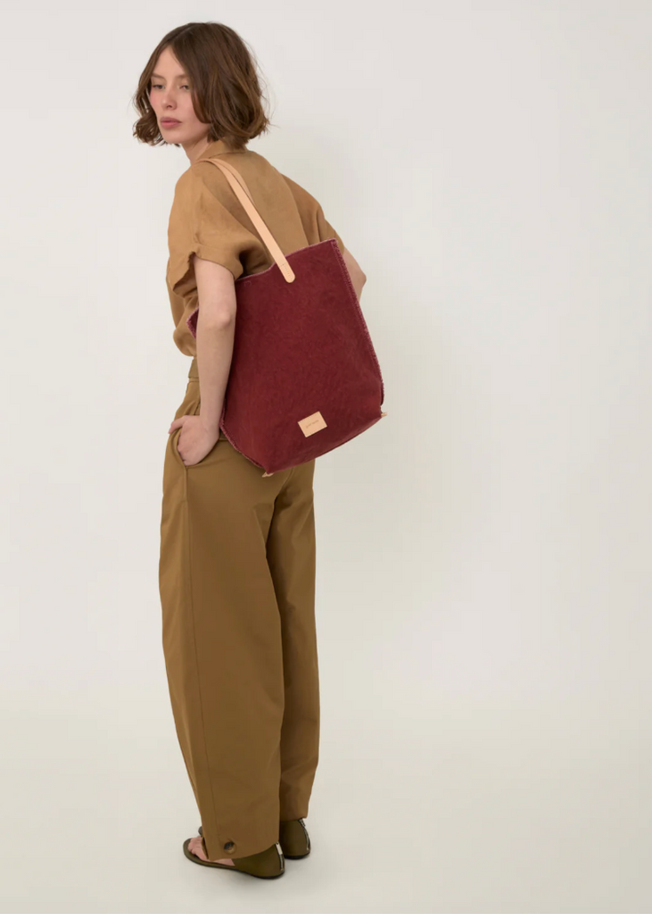 Graf Lantz | Hana Canvas Tote | Plum Vachetta