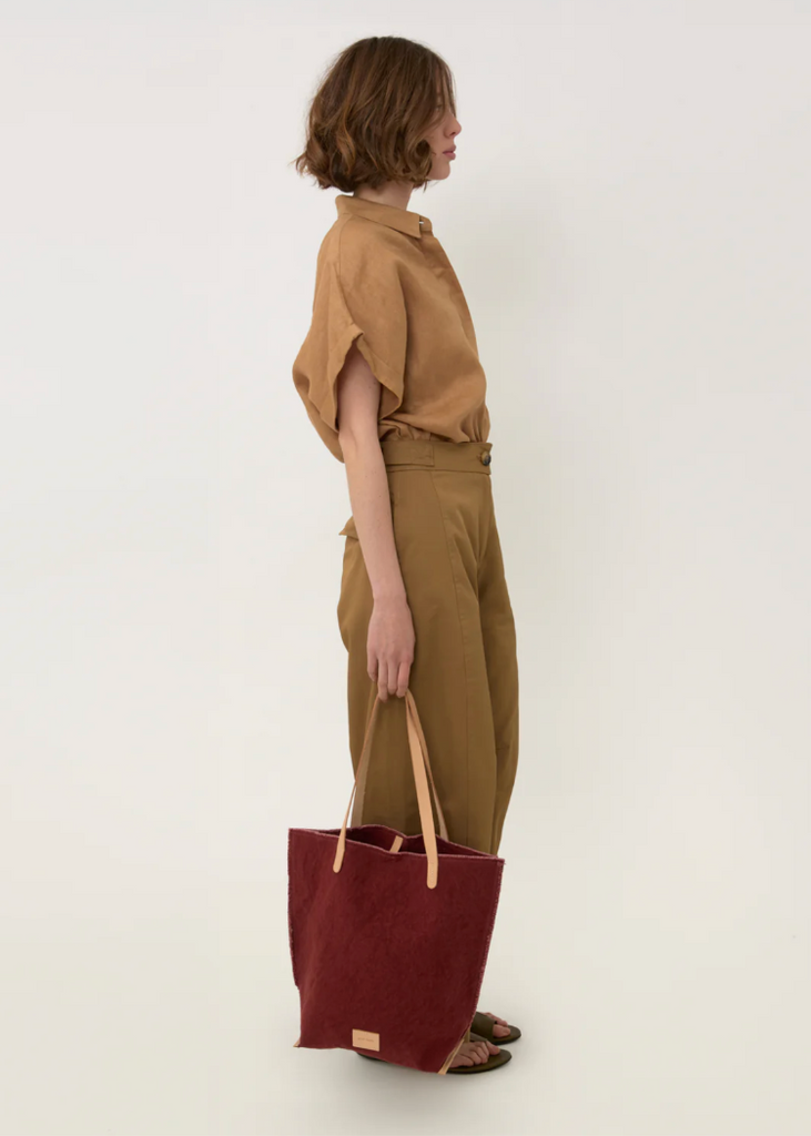 Graf Lantz | Hana Canvas Tote | Plum Vachetta
