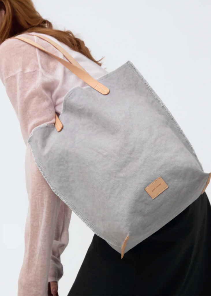 Graf Lantz | Hana Canvas Tote | Stone Vachetta