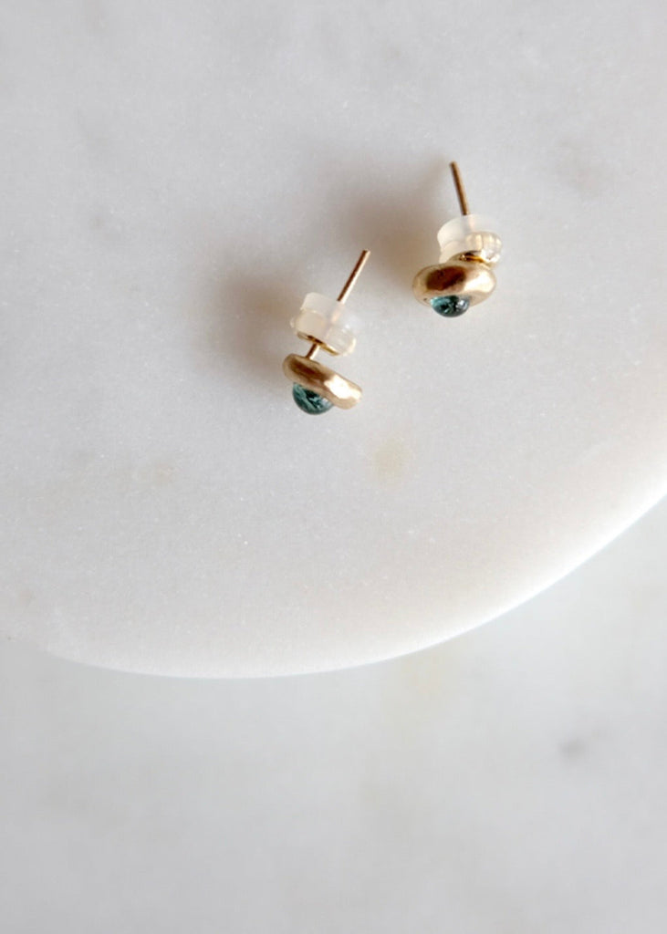 Occasionally Sweet | 14kg Petite Yui Green Tourmaline Stud Earrings