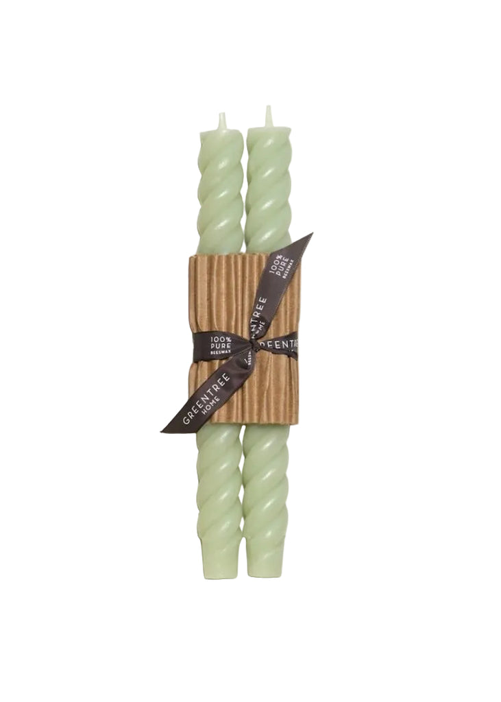 Greentree Home Candle | 10" Rope Taper Candles | Celadon