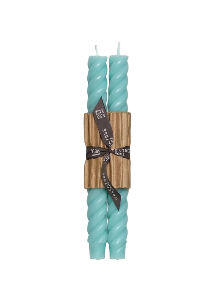 Greentree Home Candle | 10" Rope Taper Candles | Robin's Egg Blue
