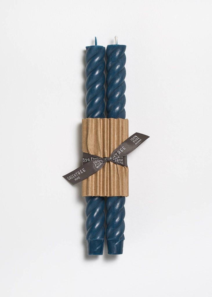 Greentree Home Candle | 10" Rope Taper Candles | Blue Slate