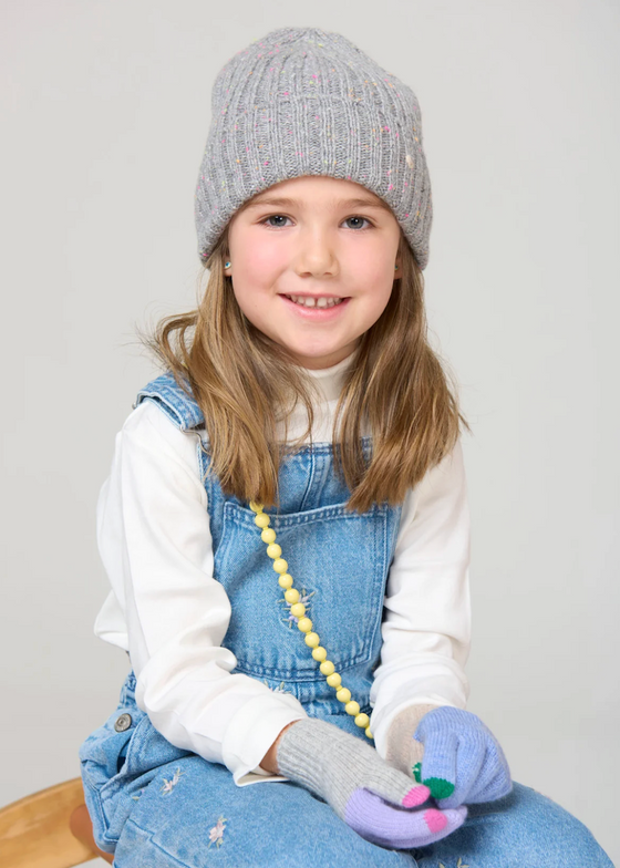 Lao Lao Studios | The Kids Rib Beanie | Grey Confetti