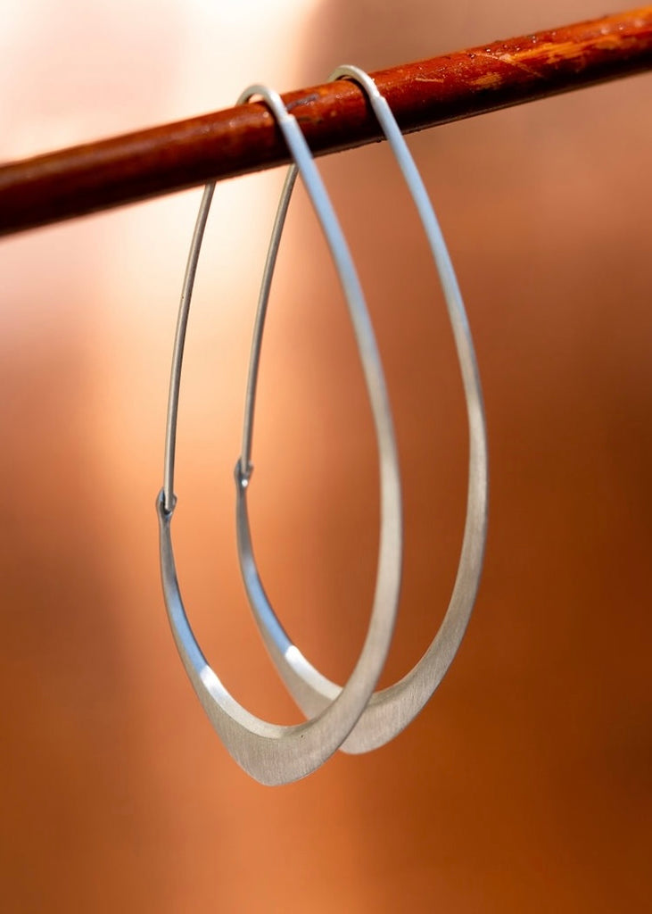 Hannah Blount | Large Facet Hoops | Silver