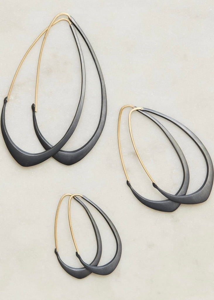 Hannah Blount | Little Oxidized Facet Hoops | 14k