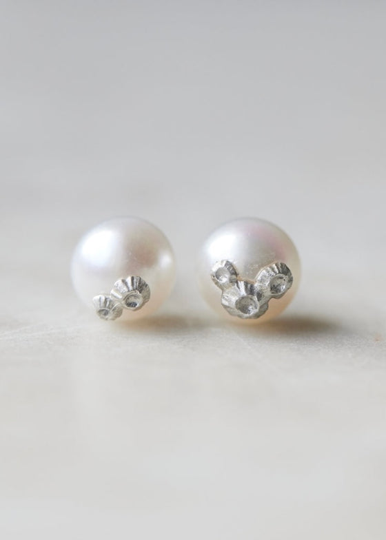 Hannah Blount | Pearl Studs | Sterling Barnacles