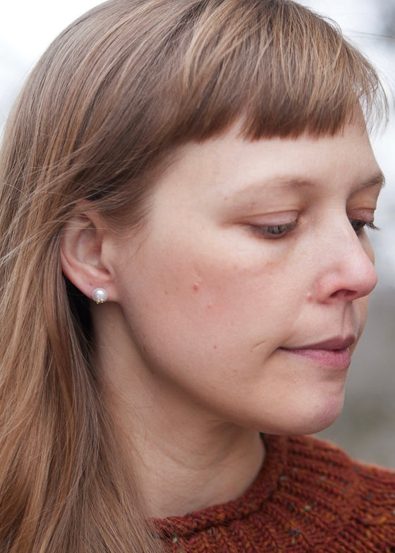 Hannah Blount | Pearl Studs with 14k Barnacles