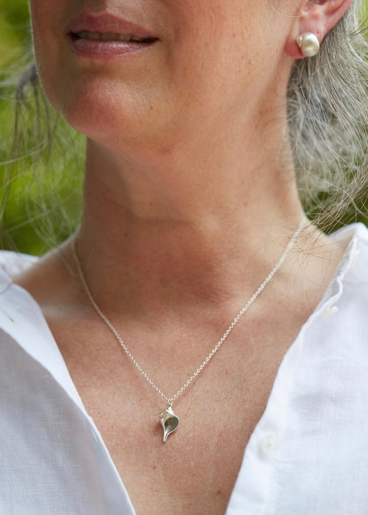 Hannah Blount | Small Whelk Shell Diamond Necklace | 14k Barnacles