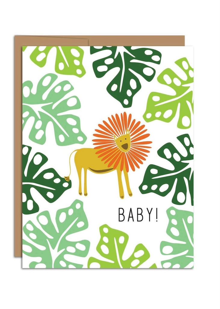 Hazelmade | "Baby!" Lion + Jungle Leaves Card