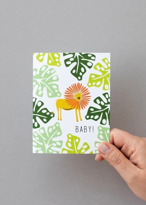 Hazelmade | "Baby!" Lion + Jungle Leaves Card