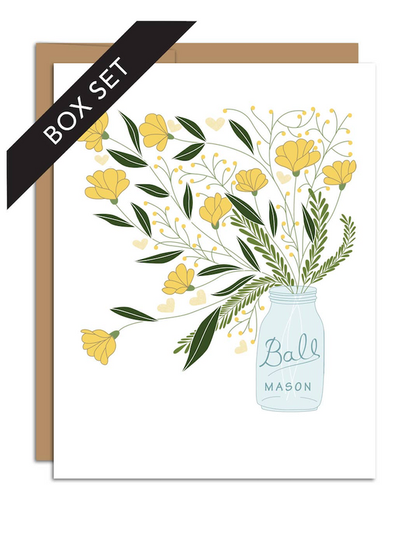 Hazelmade | Mason Jar Bouquet Card | Set of 8