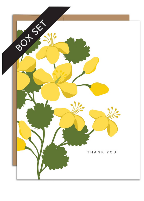 Hazelmade | "Thank You" Yellow Celandine Card | Set of 8