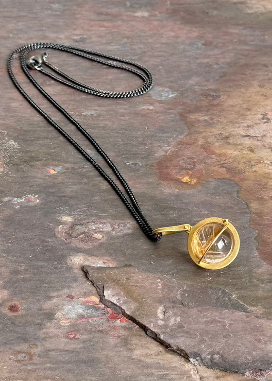 Hilary Finck Designs | Captured Rutilated Quartz Orb + 18k Necklace